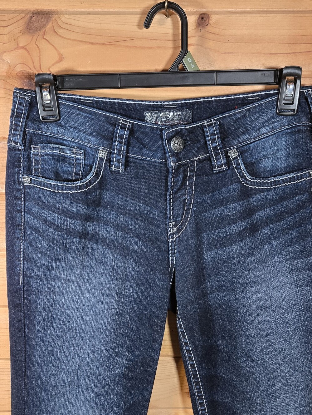 Silver Jeans Womens 30 Blue Denim Suki Mid Rise Slim Bootcut Casual Raw Hem